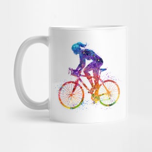 Girl Road Bike Cyclist Watercolor Mug